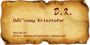 Décsey Krisztofer névjegykártya