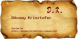 Décsey Krisztofer névjegykártya
